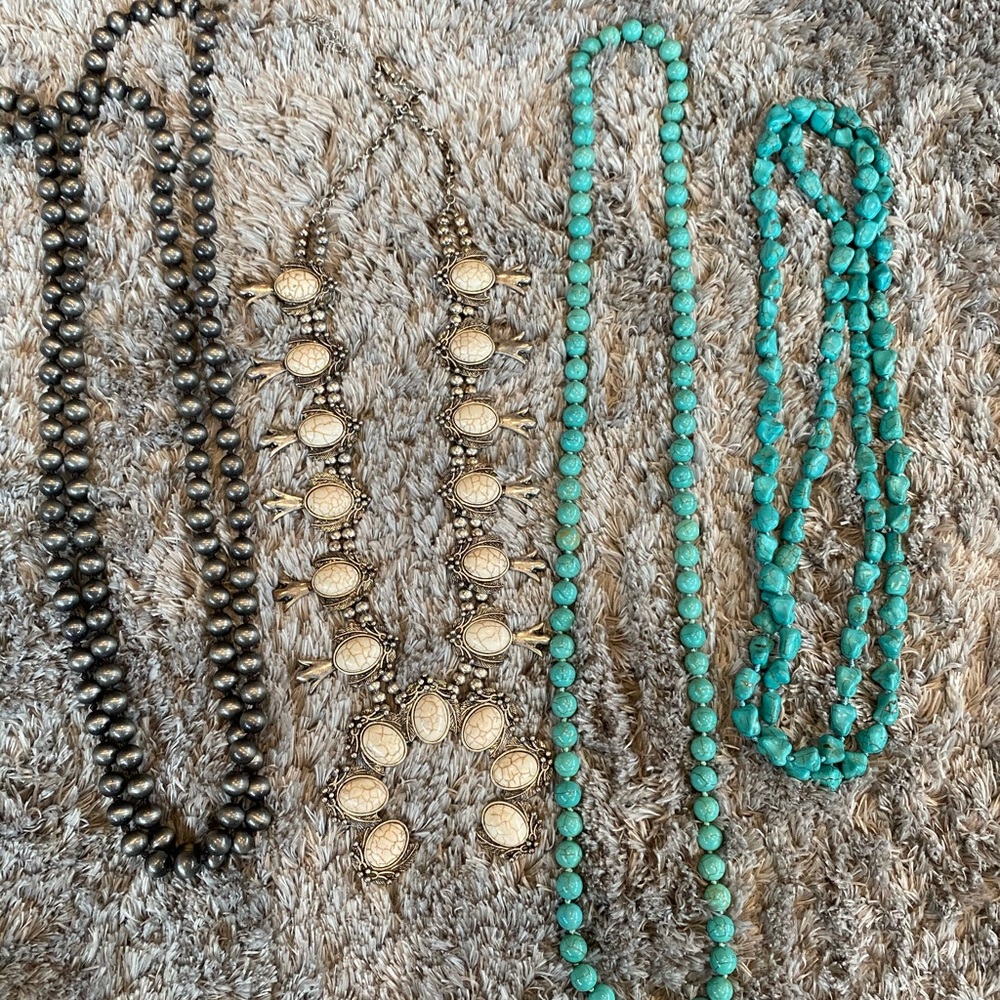 Western Pearls and Squash Blossom Necklace Bundle
